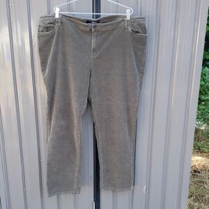Denim 25/7 Olive Green Corduroy Pants Size 26W Plus Size Cotton
